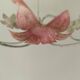 Lustre fer forgé et tulipe verre rose dépoli