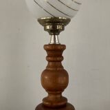 Vintage lamp from the 60s and 70s in wood and opaline