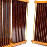 Leonardo Mosso 2 palisander and brass table lamps, Italy 1970s