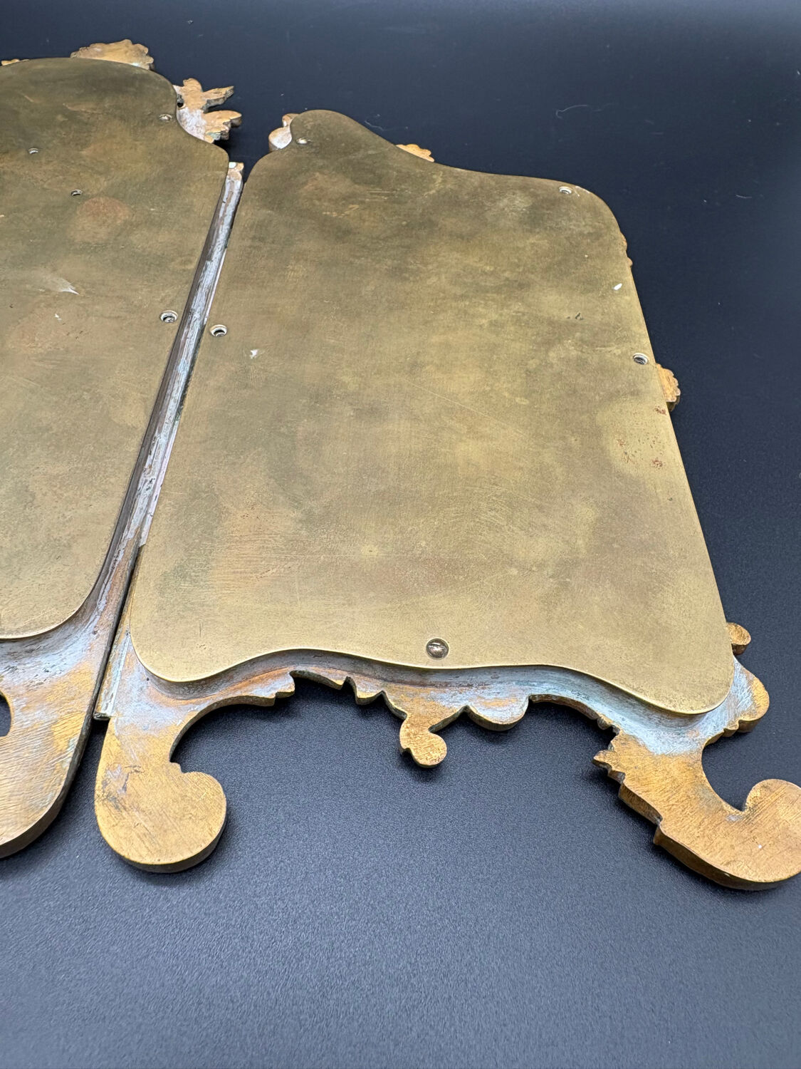 Miroir Triptyque, Bronze Doré, vers 1900.