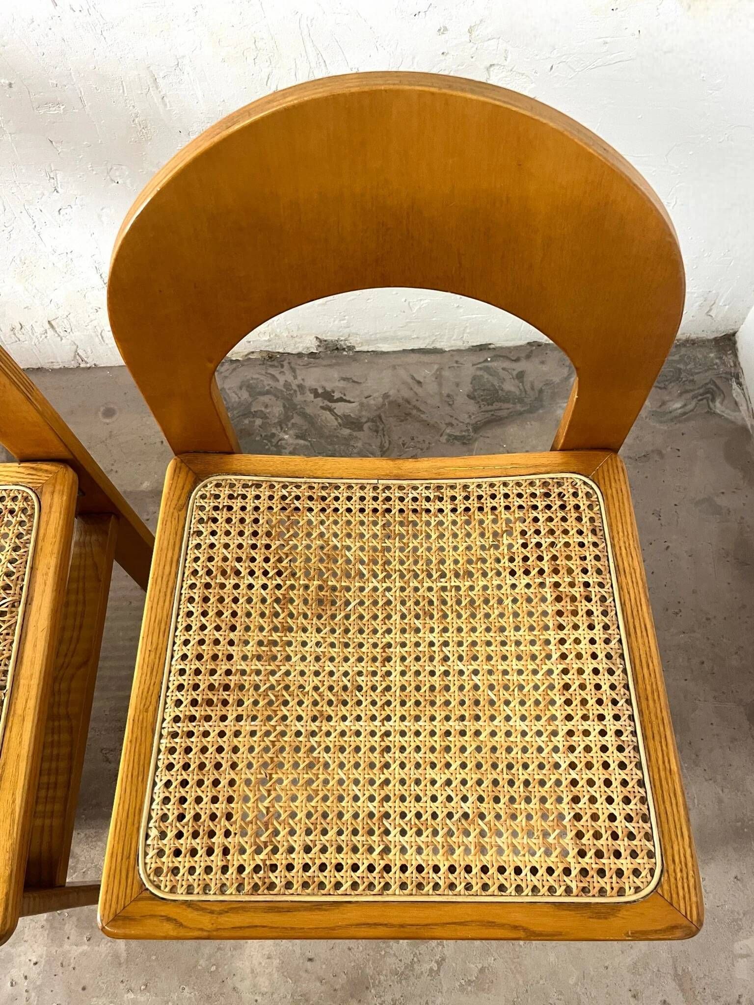 Set of 4 caned chairs Arcadia by Tagliabue di Cascina Armata, 1970-80.