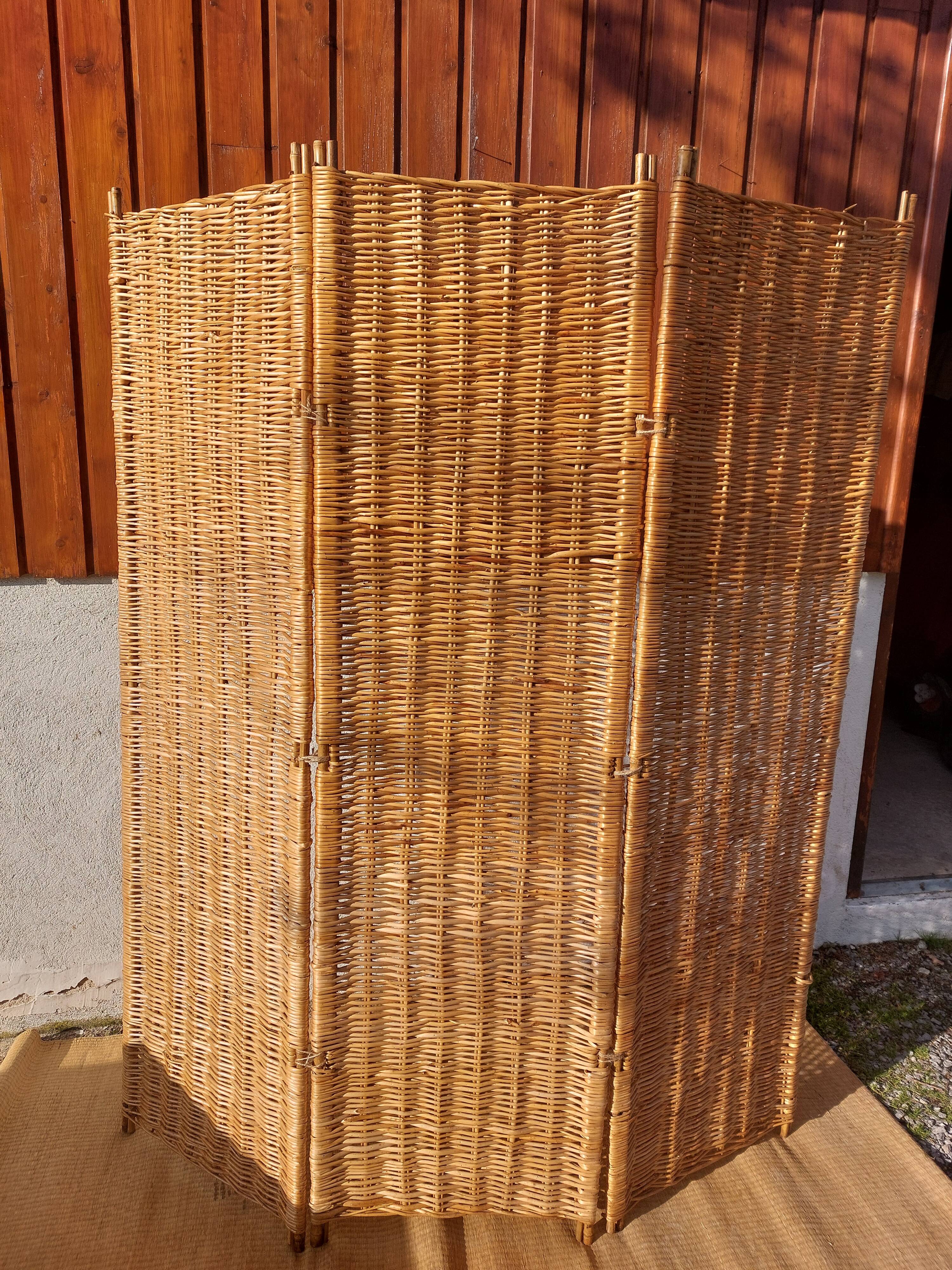 paravent en osier, 3 panneaux