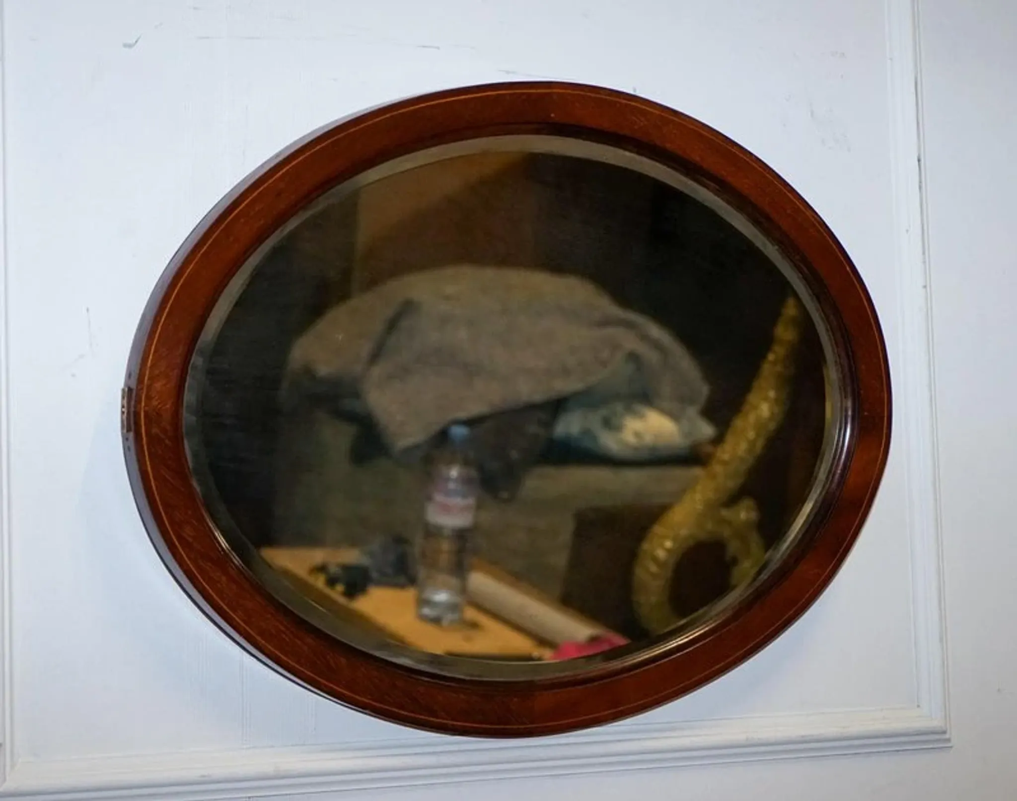 Antique Edwardian Bevelled Oval Wall Mirror, 1910s
