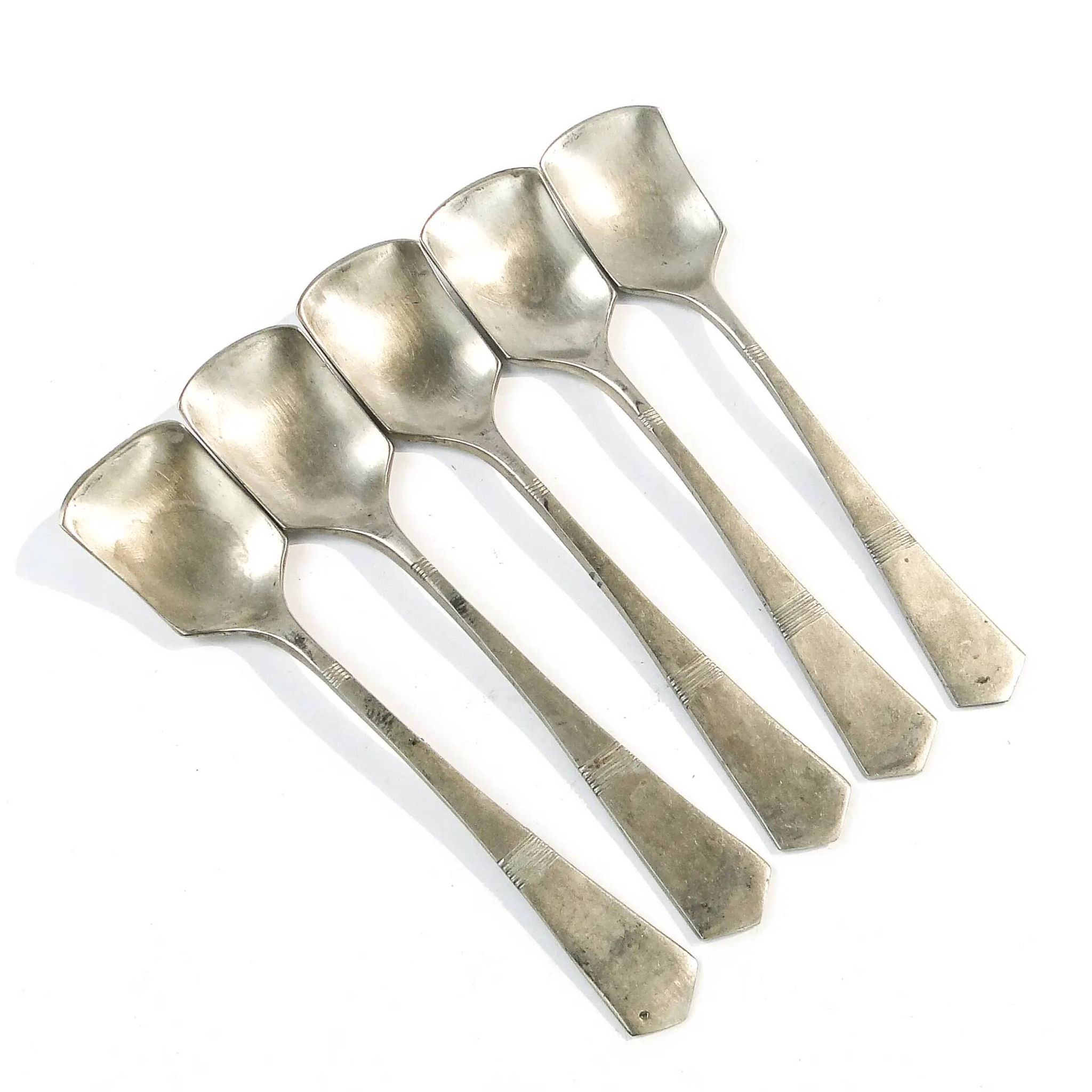 Set of 5 ice cream spoons, silver-plated white metal, Germany, 1930s