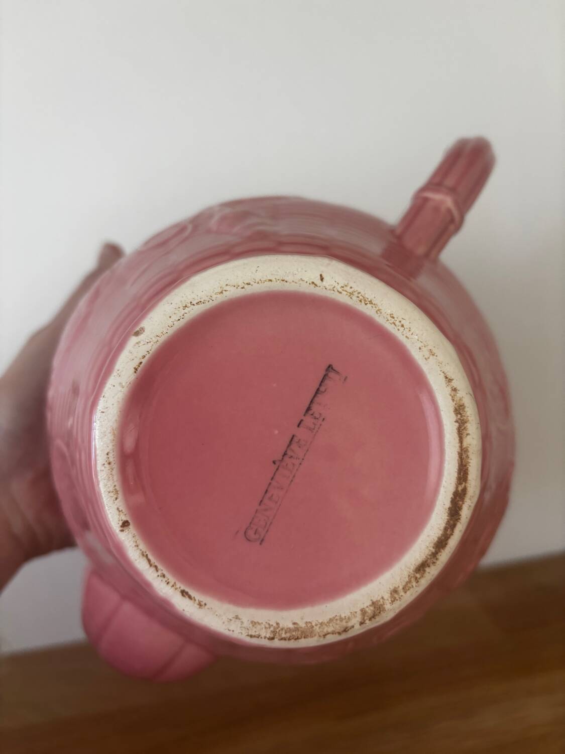 Pink floral slip teapot