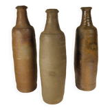 Lot de trois bouteilles anciennes en gres normand