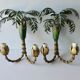 Pair of bamboo and palm sconces in metal