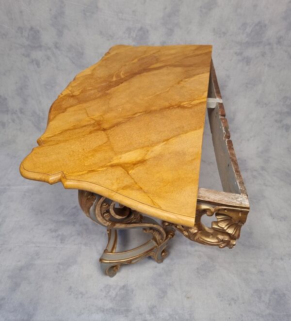 Console de style louis xv sur quatre pieds - bois laqué - 19ème