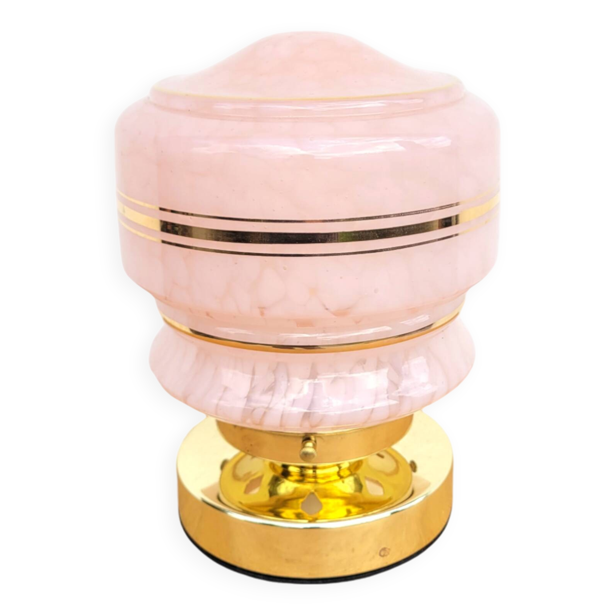 Vintage pink Clichy glass globe lamp