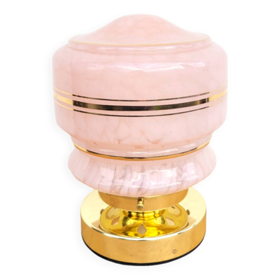 Lampe globe vintage en verre de Clichy rose