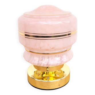 Vintage pink Clichy glass globe lamp