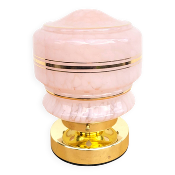 Vintage pink Clichy glass globe lamp