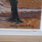 Gustav Berlin, Swedish Modern Landscape, Oil on Panel, 1962, Framed