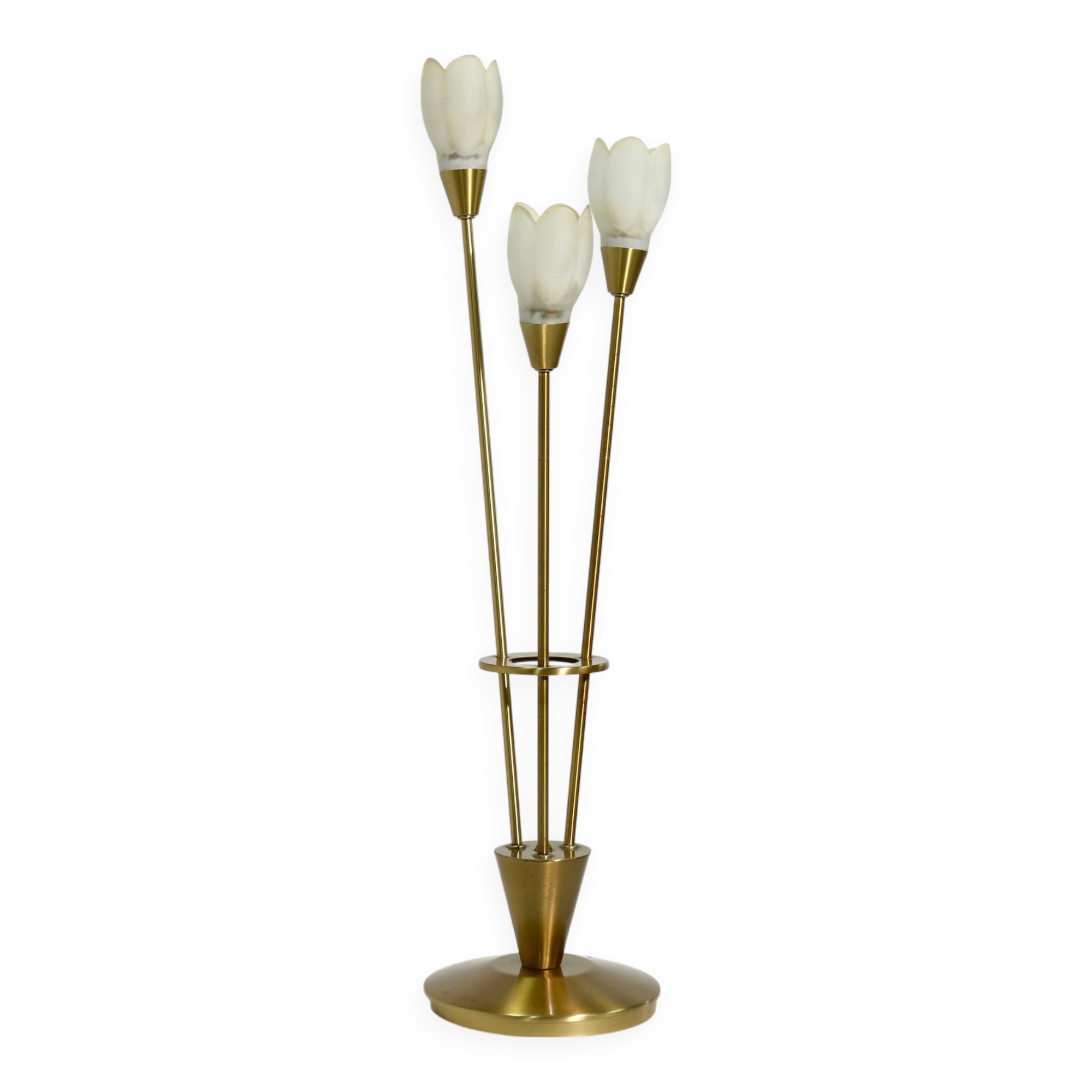 Brushed Brass and Glass Table Lamp Germany 1970s