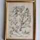 Engraving "Sirens" attributed to Suzanne Ballivet, framed under glass, 19 x 14 cm
