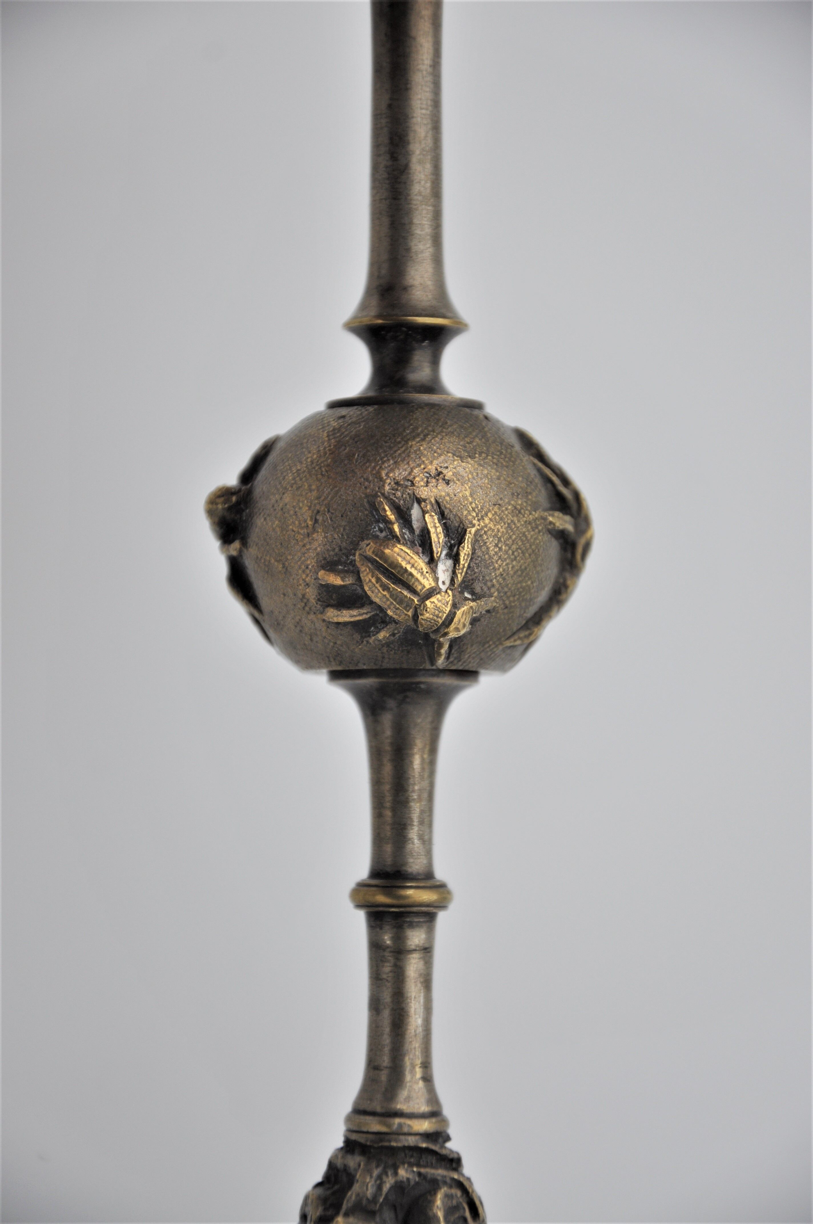 Pair of old gilded bronze candle holders