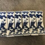 Set of 6 knife holders in asian porcelain