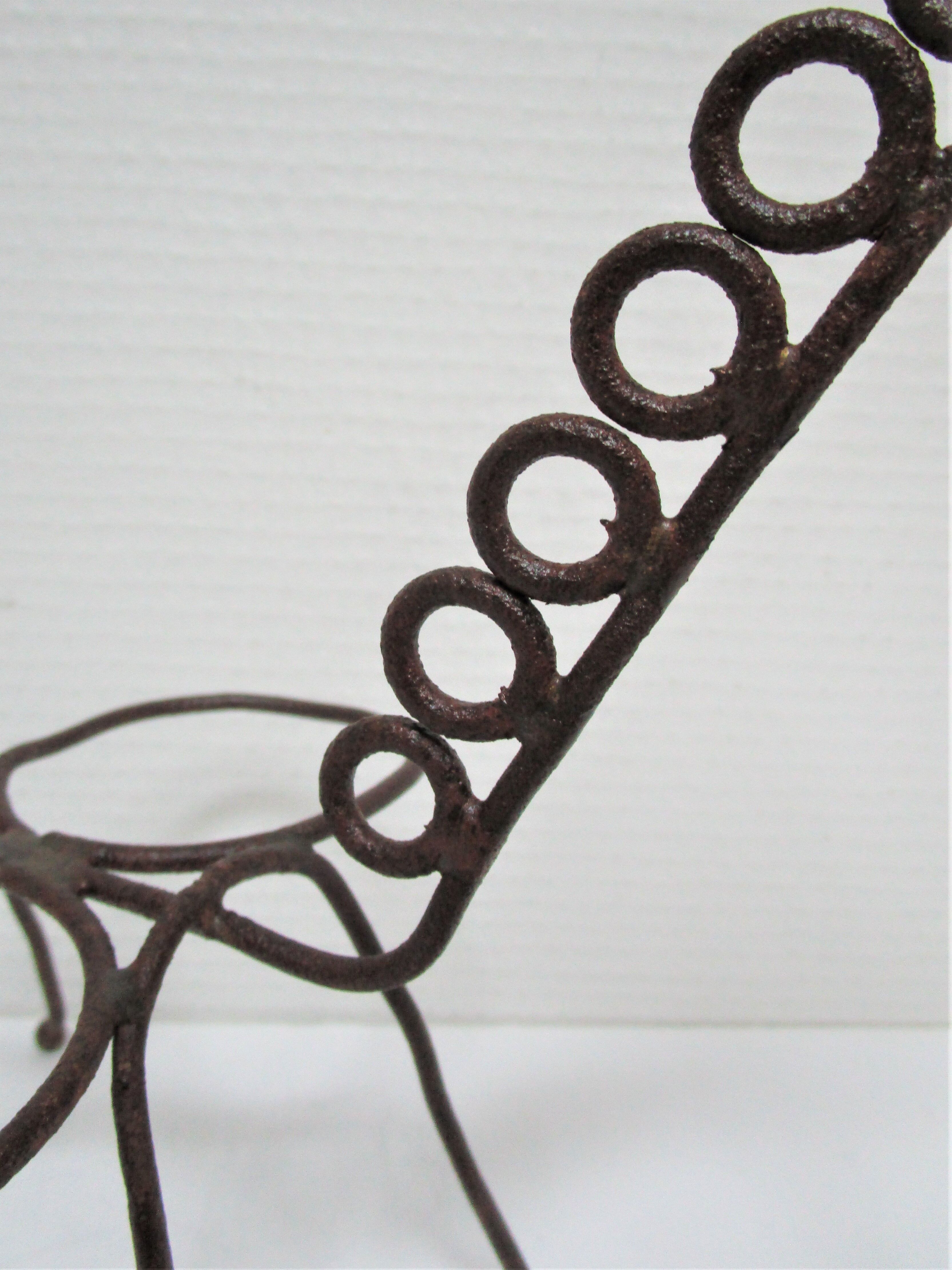 Sculptural zoomorphic gardener donkey metal patina rust vintage 50 60s