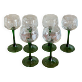 6 stemmed glasses with vine decor