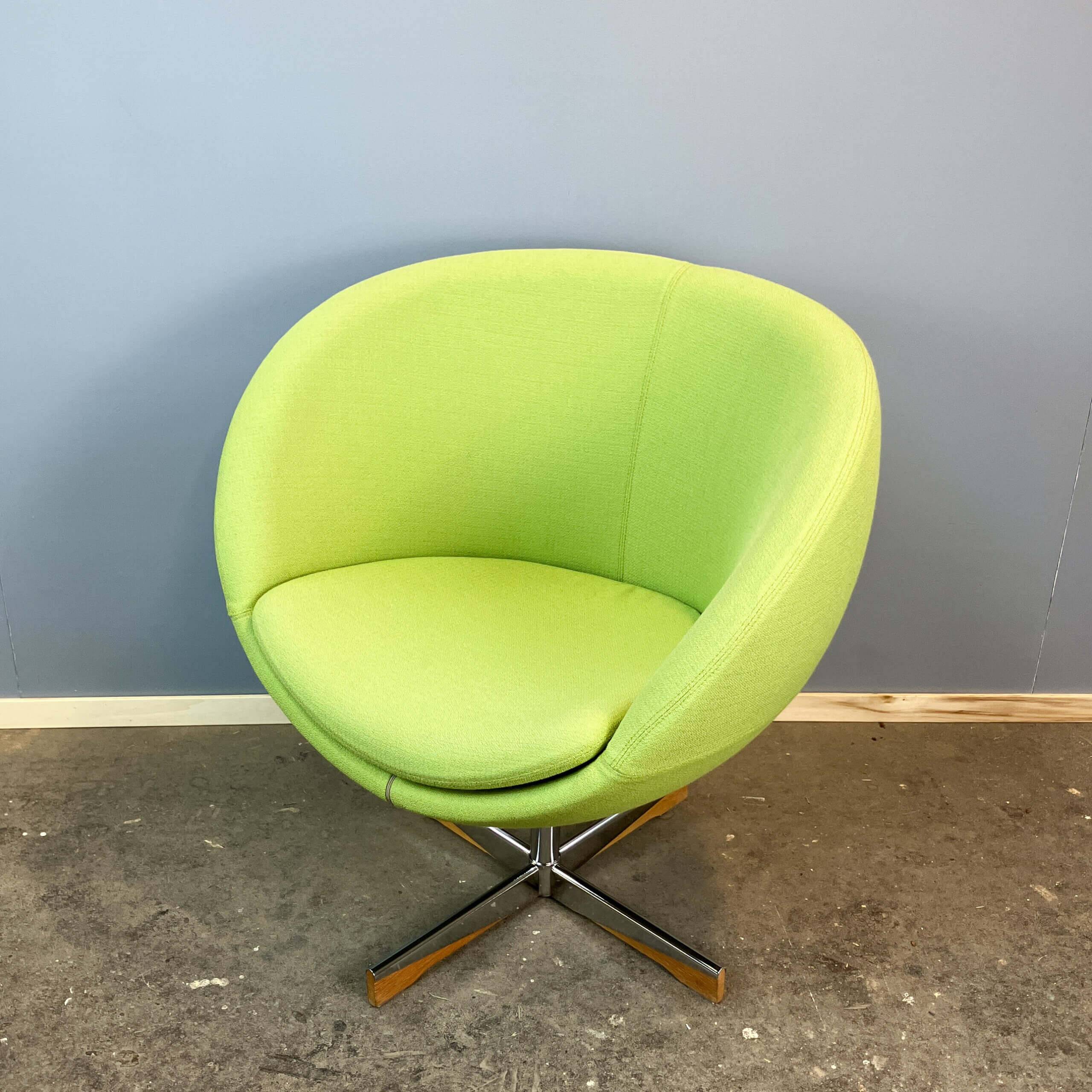 Lounge chair "Planet" by Stokke, chrome and lime green fabric cover, mid-century