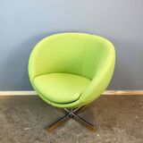 Lounge chair "Planet" by Stokke, chrome and lime green fabric cover, mid-century
