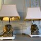 Paire de lampes vintages en bronze doré, visage de pharaon, 1970