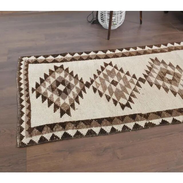1970s Vintage Turkish Hand-Knotted Wool Cotton Red Runner Rug 83x363