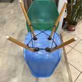 DSW chair turquoise fibre with oak dowel, light oak, Eames, Herman Miller.