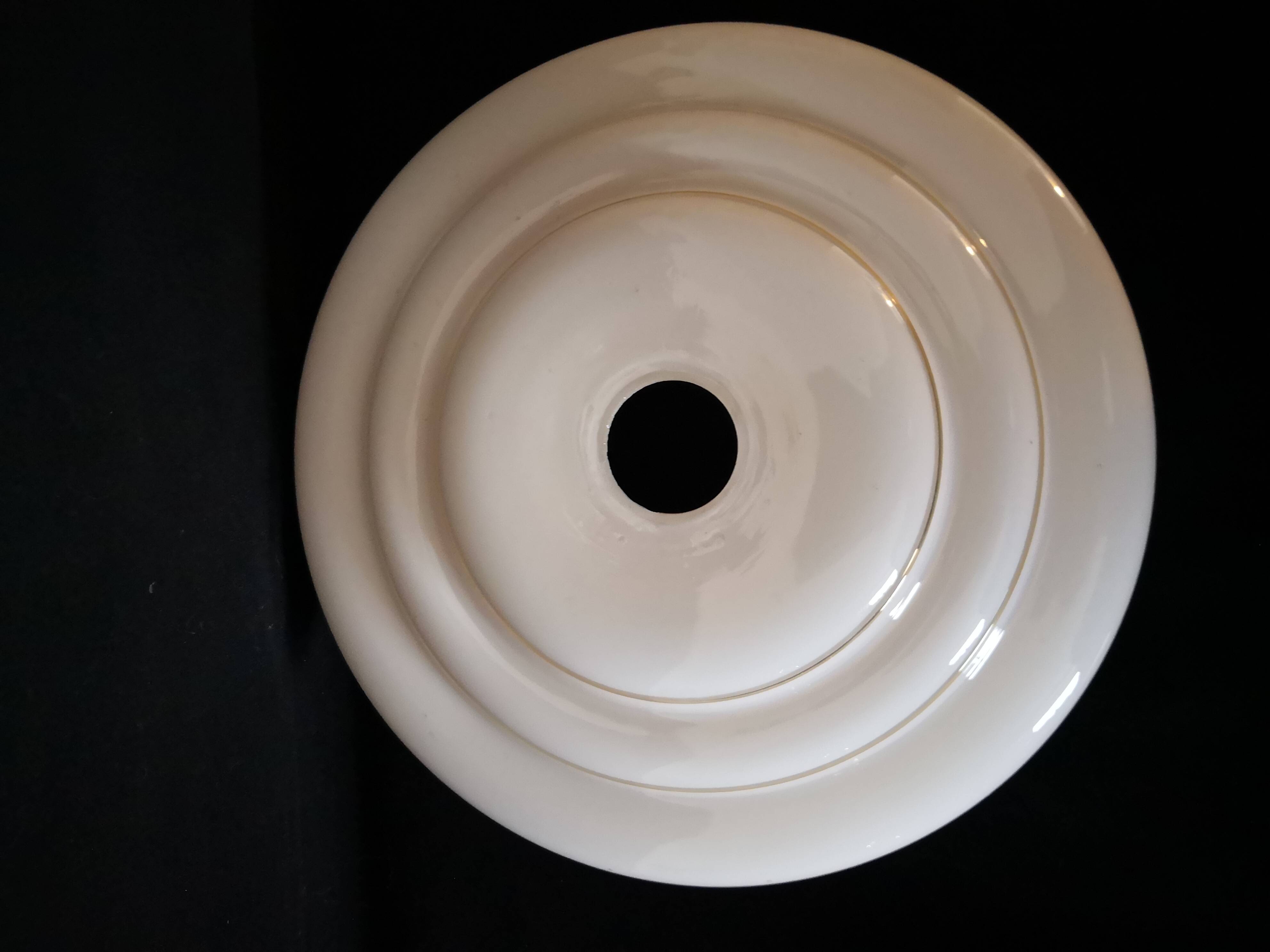 pendant lamp/lampshade/art deco in white opaline/gold lines