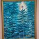 Mid-Century Oil on Canvas “Blue Trees” by Ag Liljardh– Vintage & Framed