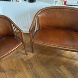 Restored art deco bench and matching armchair