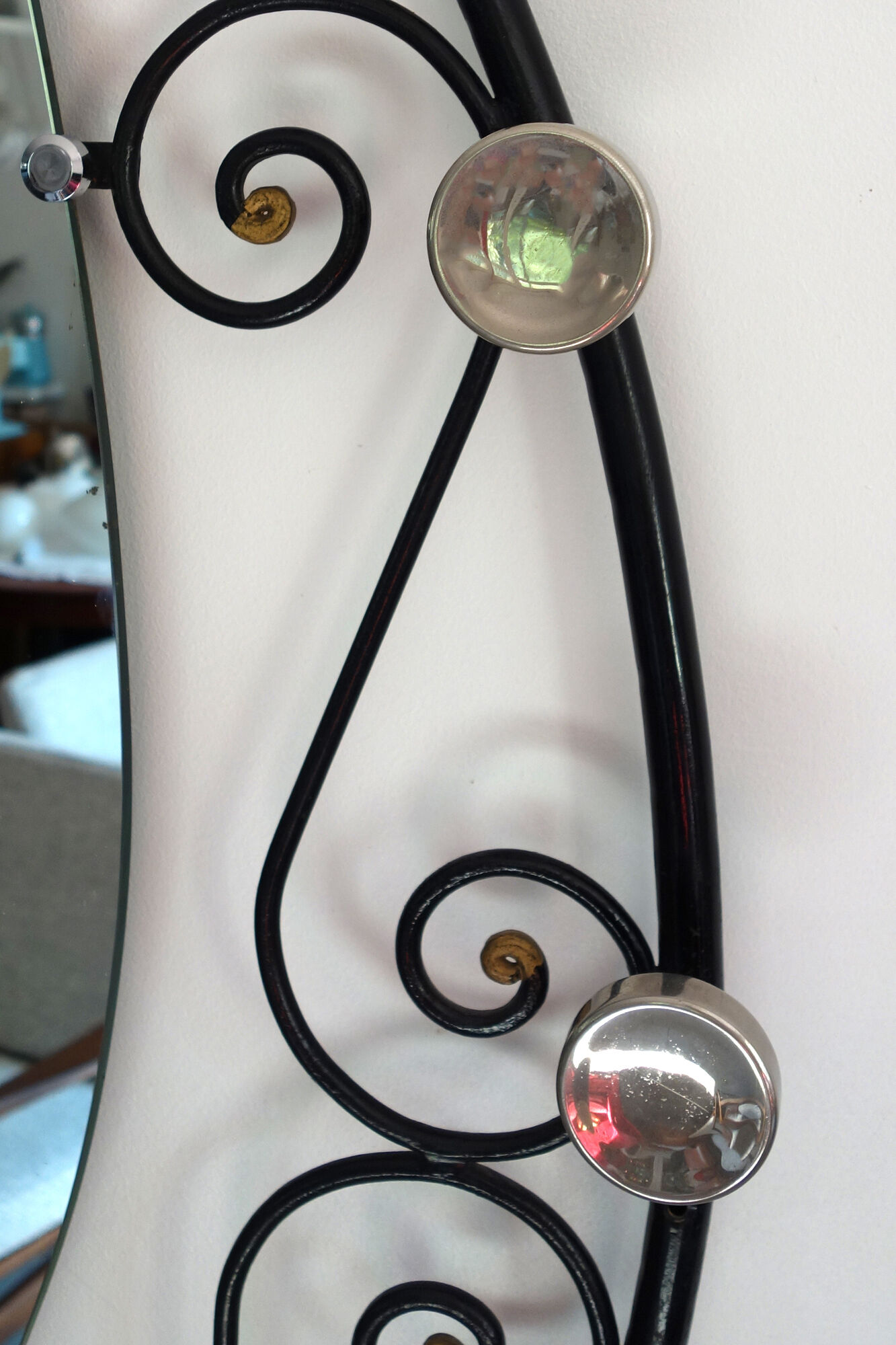 Vintage iron coat rack with mirror