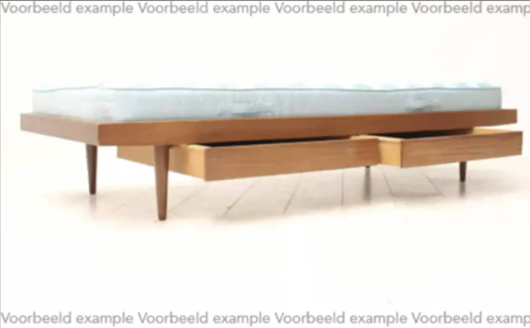 Vintage mid century daybed in teak design with drawers