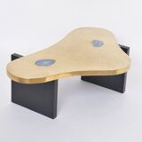 Etched Brass coffee table with Agathe Stones in the style of Lova Creation