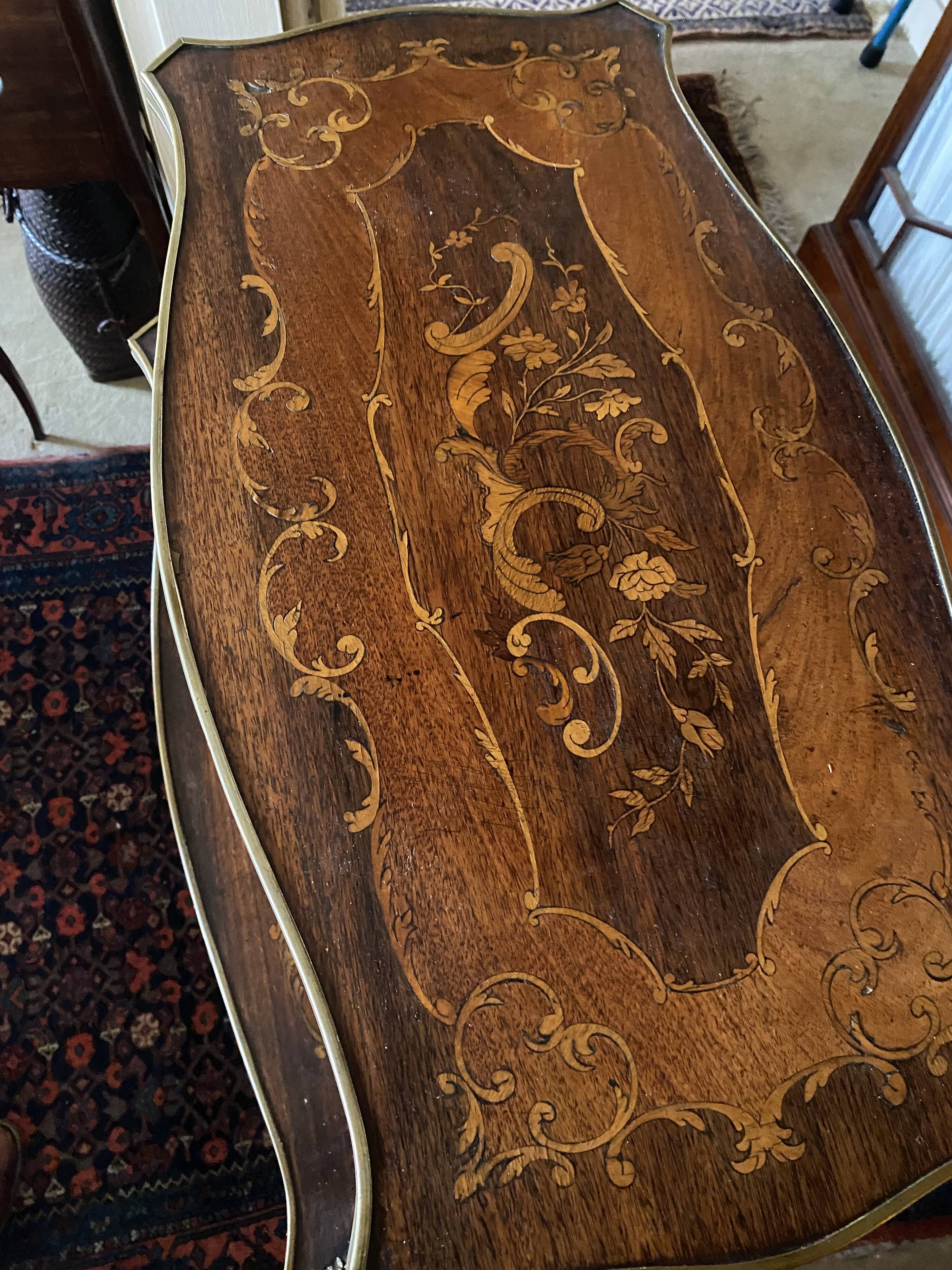 Dessert, rosewood marquetry tea table.