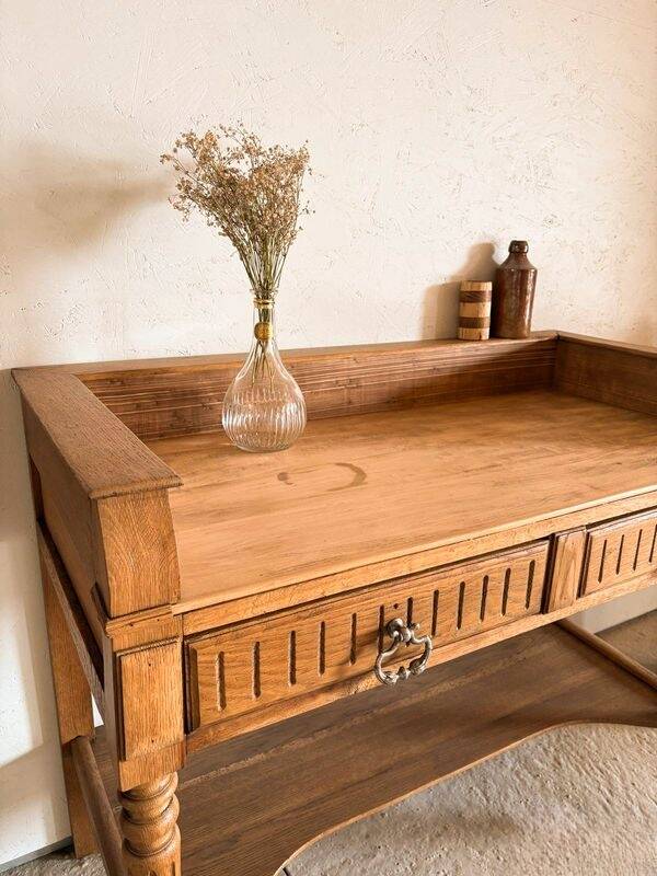 Renovated antique oak hairdresser – Console, desk, entrance furniture, accent furniture, serving table.