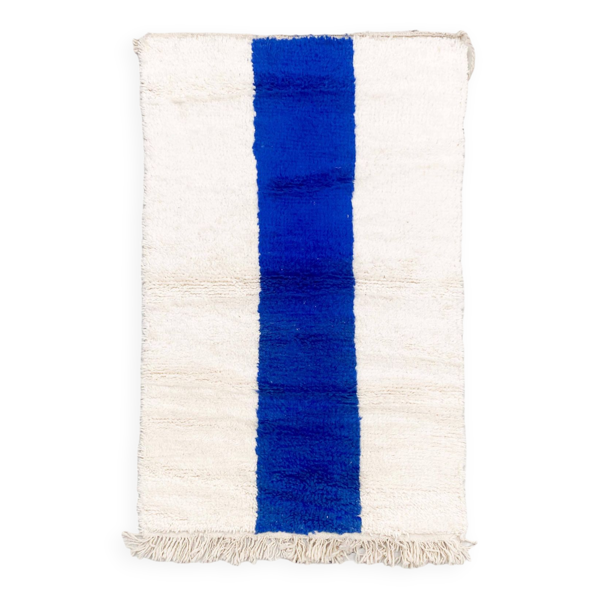 Beni Ouarain Moroccan Berber rug with majorelle blue patterns 1.55x0.96m