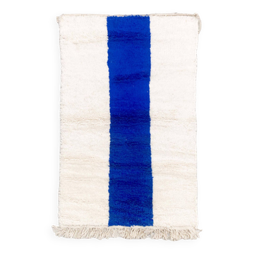 Tapis berbère marocain Beni Ouarain à motifs bleu majorelle 1,55x0,96m