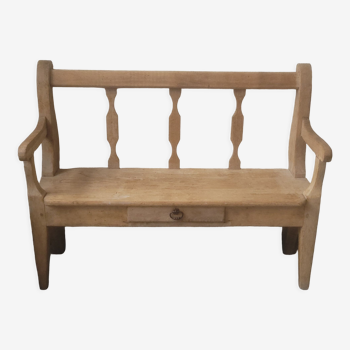 Banc brut avec dossier en bois chene