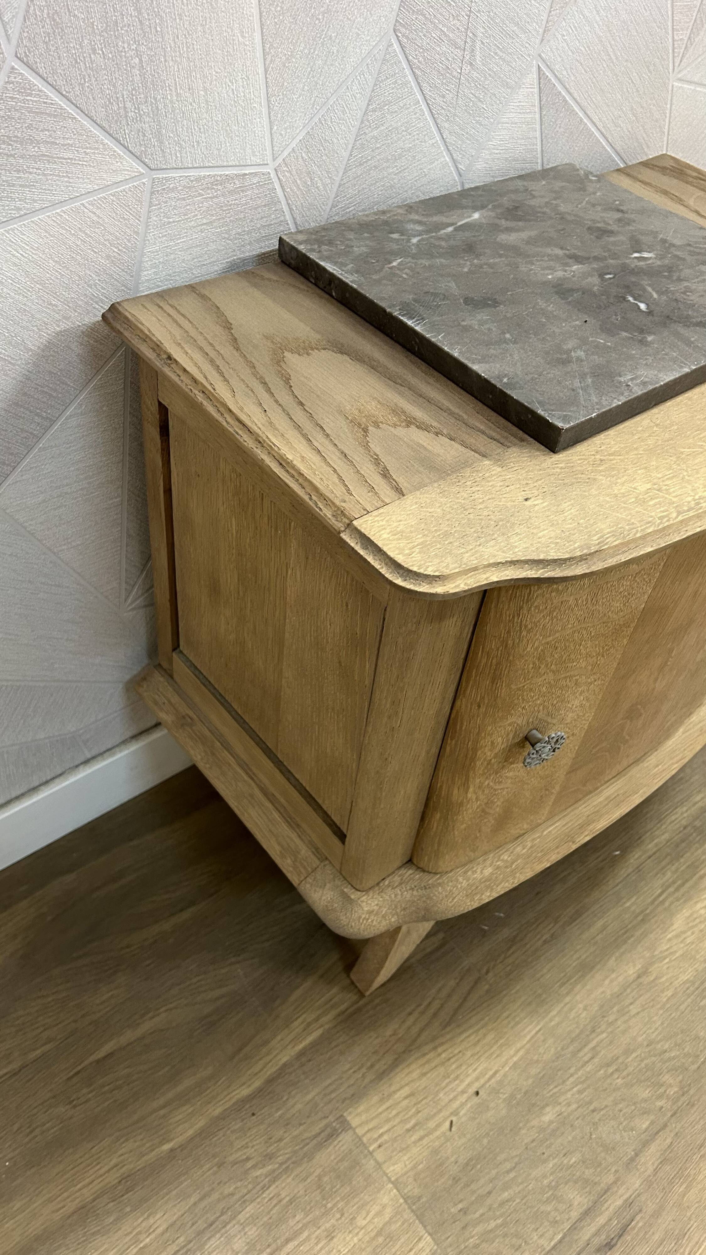 Marbled airbrushed art deco bedside table