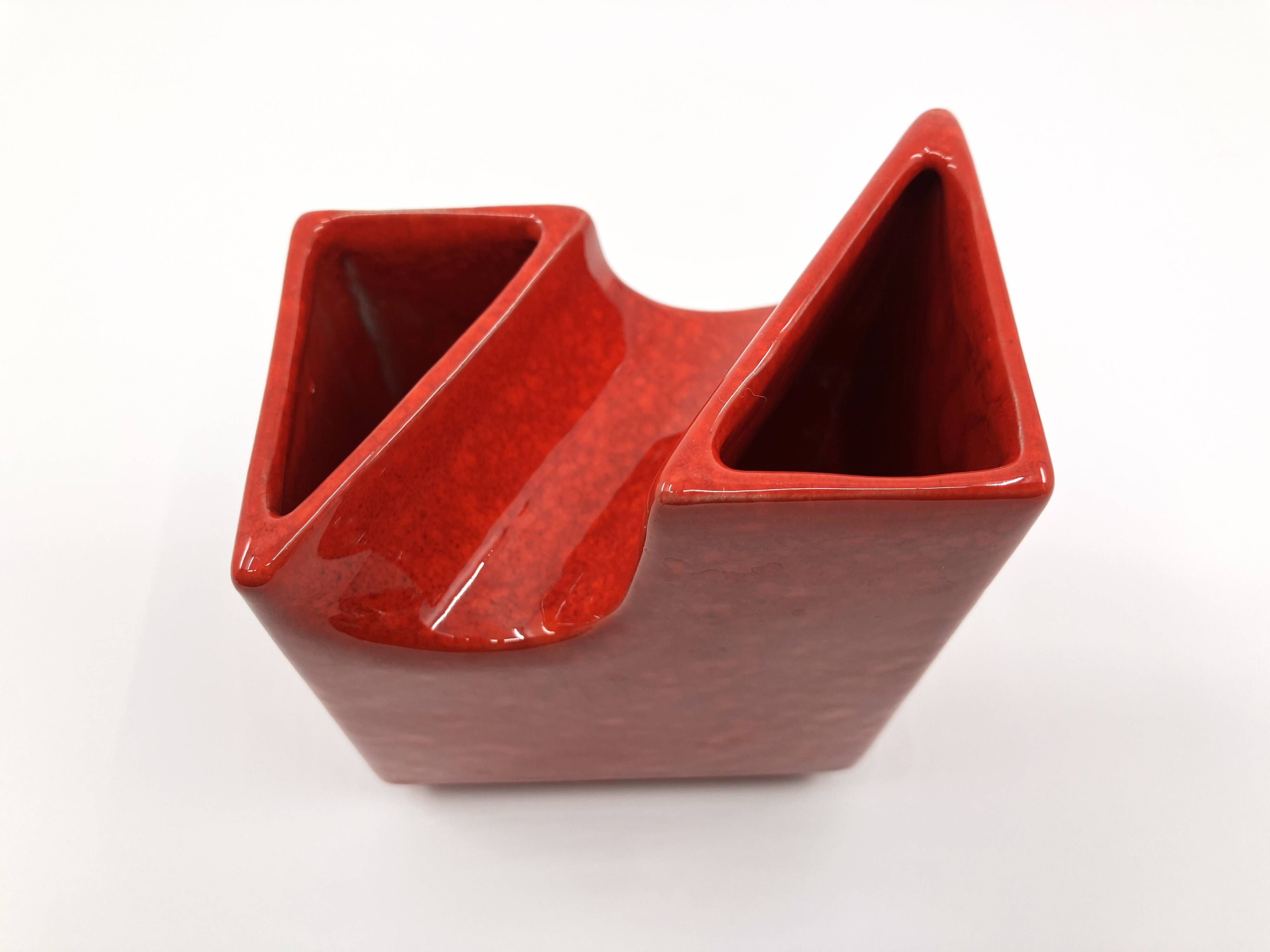 Vase with 2 necks by Roberto Rigon for Bertoncello • Italy • Circa 1970