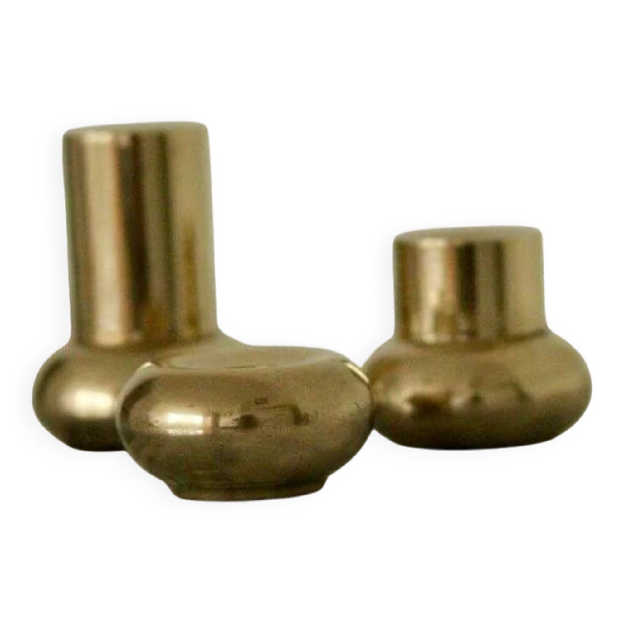 Trio of mid-century Swedish brass candle holders