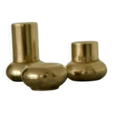 Trio of mid-century Swedish brass candle holders