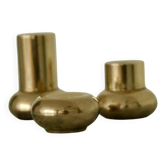 Trio of mid-century Swedish brass candle holders