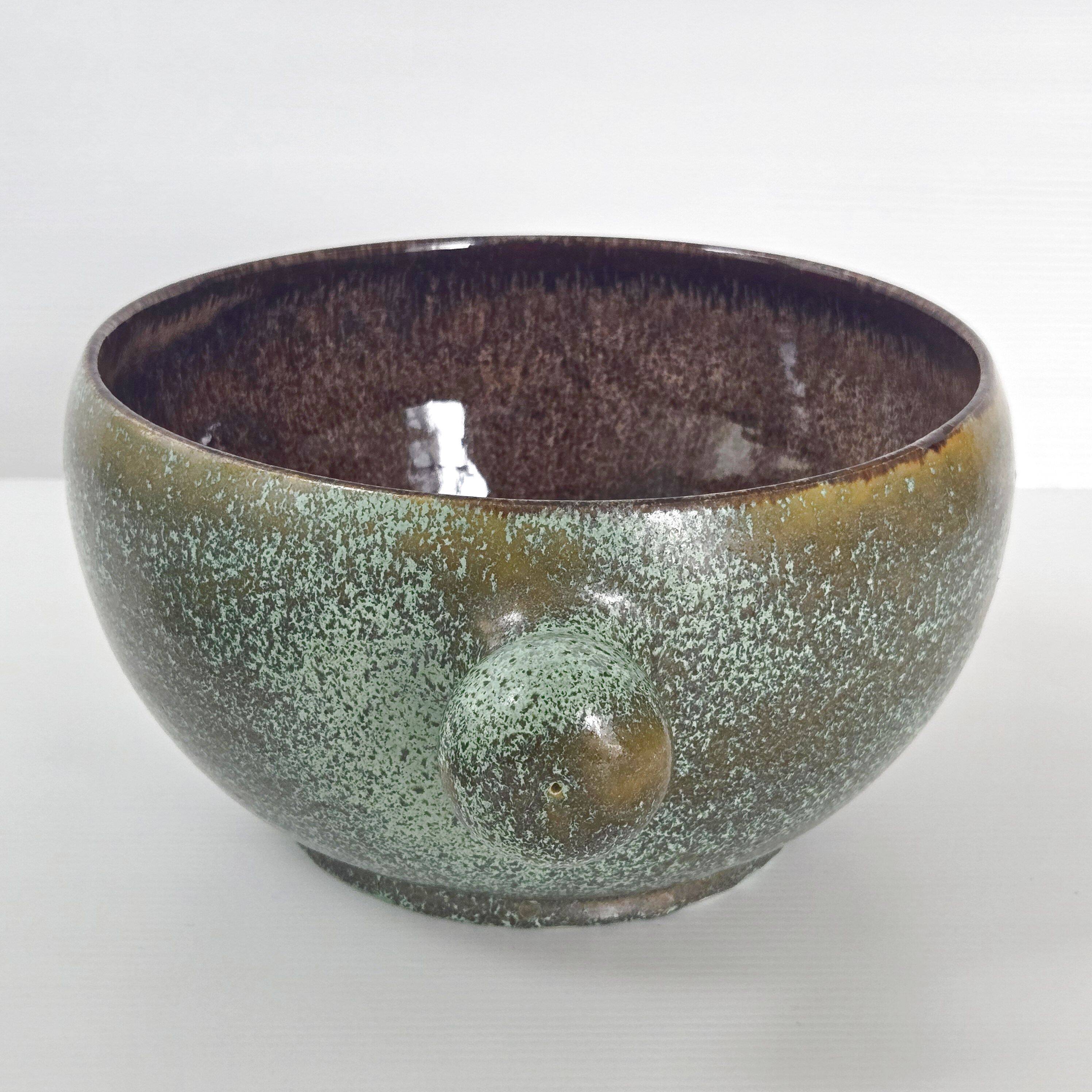 Lunetta Vallauris soup tureen and salad bowl in gilded ceramic, 1960