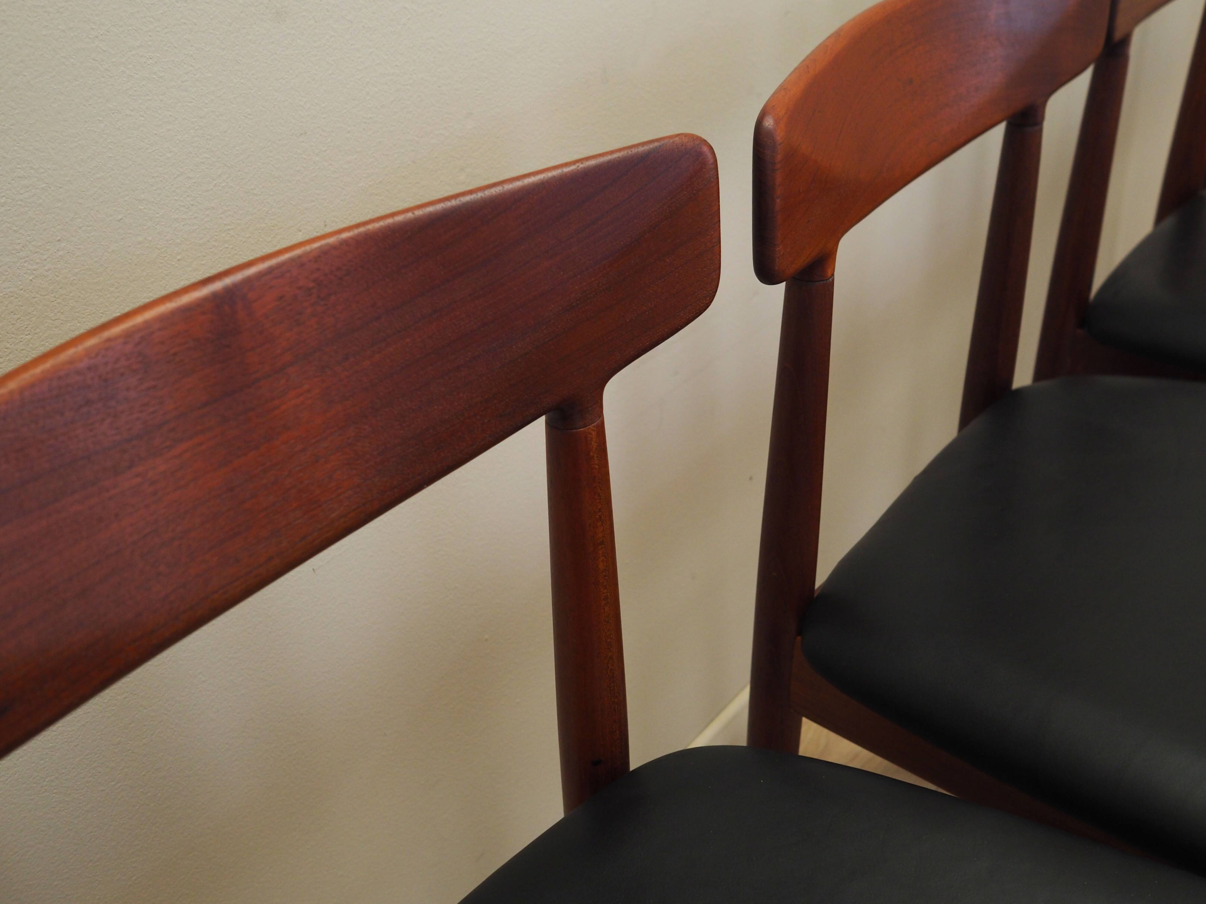 Set of four teak chairs, Danish design, 1960s, manufacture: Bruno Hansen, d