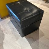 Vinyl storage chest pouf 1970