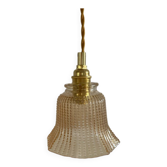 Walking lamp with vintage tulip in amber glass