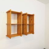 Pair of vintage pine wall shelves, from the 80s