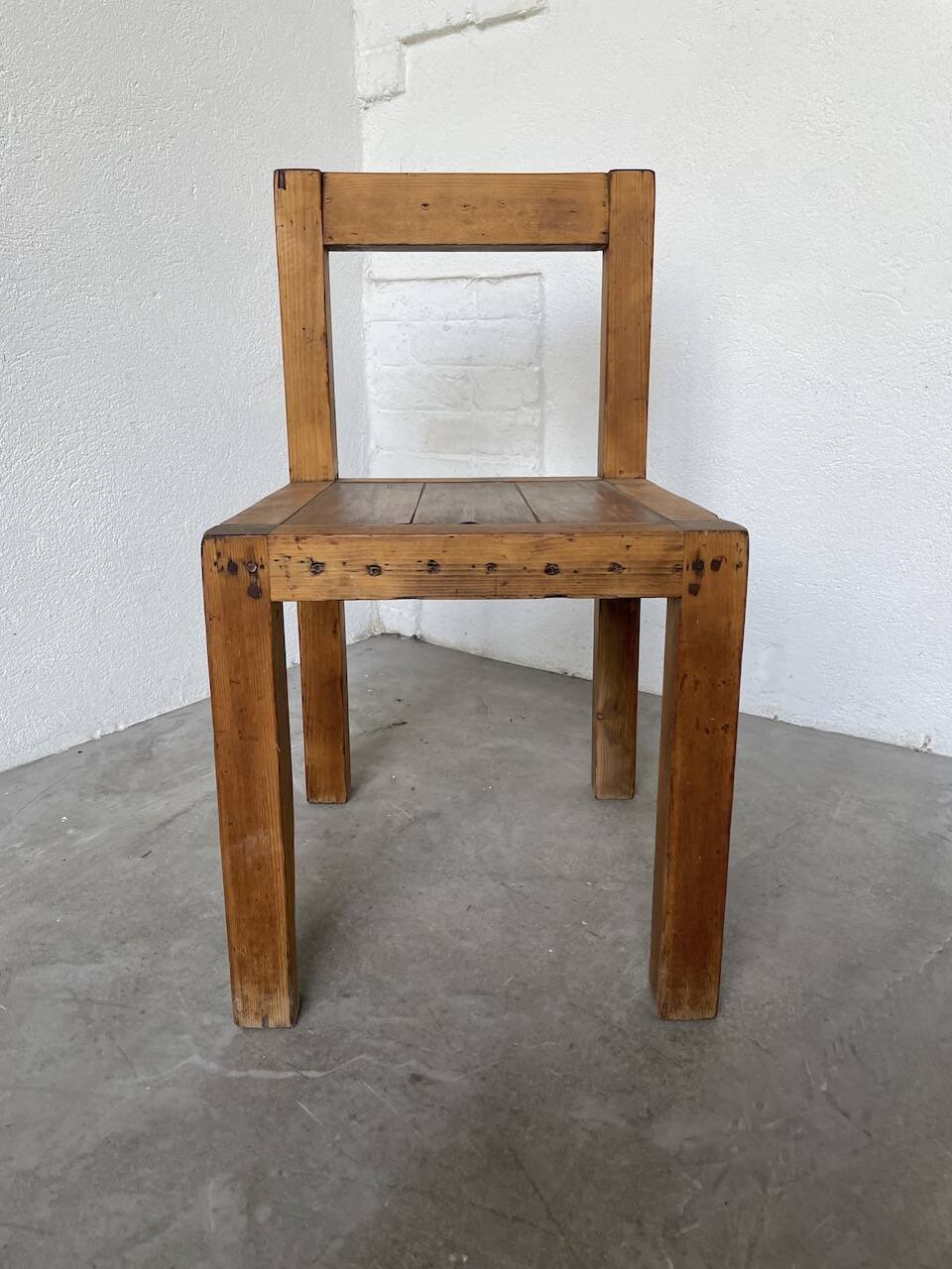 Brutalist pine chair